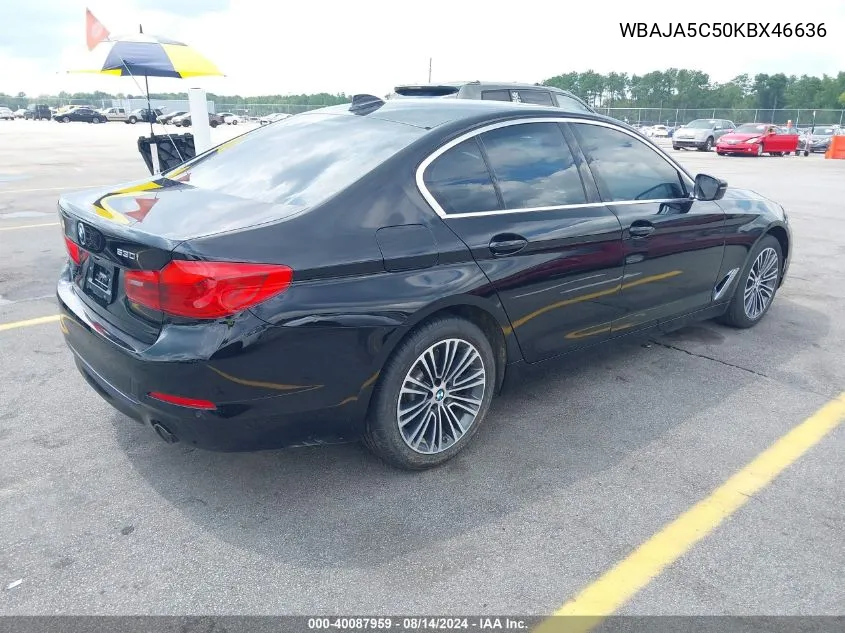 2019 BMW 530I VIN: WBAJA5C50KBX46636 Lot: 40087959