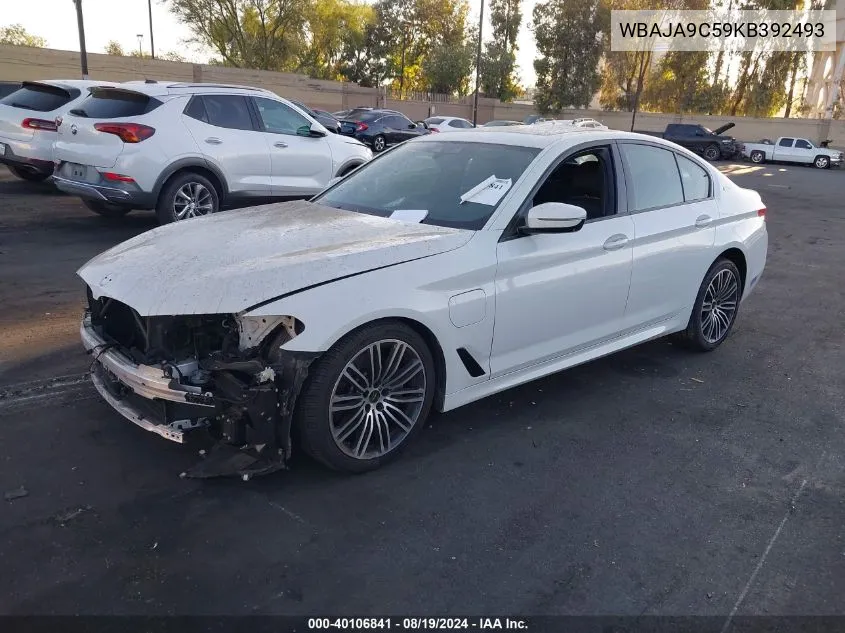 2019 BMW 530E Iperformance VIN: WBAJA9C59KB392493 Lot: 40106841