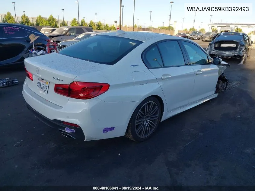 2019 BMW 530E Iperformance VIN: WBAJA9C59KB392493 Lot: 40106841