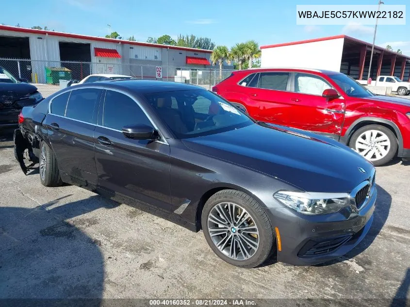 2019 BMW 540 I VIN: WBAJE5C57KWW22182 Lot: 40160352