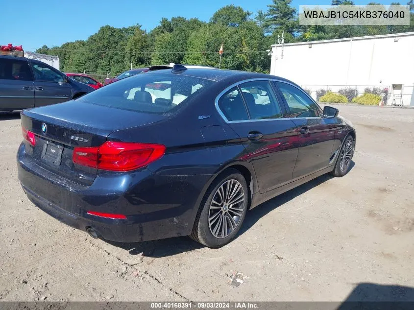 2019 BMW 530E xDrive Iperformance VIN: WBAJB1C54KB376040 Lot: 40168391