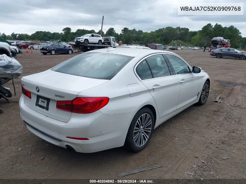 2019 BMW 530I xDrive VIN: WBAJA7C52KG909768 Lot: 40204892