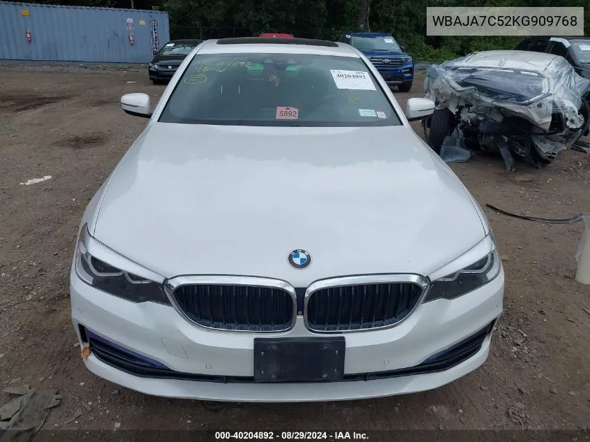 2019 BMW 530I xDrive VIN: WBAJA7C52KG909768 Lot: 40204892