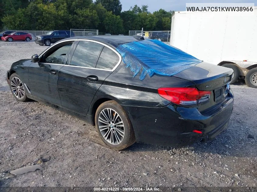 2019 BMW 530 Xi VIN: WBAJA7C51KWW38966 Lot: 40216225