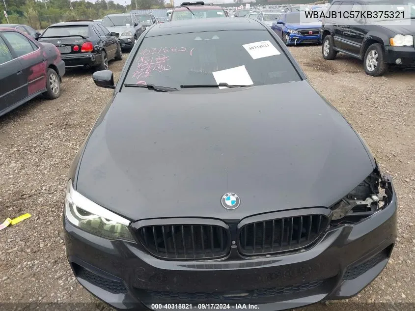 2019 BMW 530Xe VIN: WBAJB1C57KB375321 Lot: 40318821