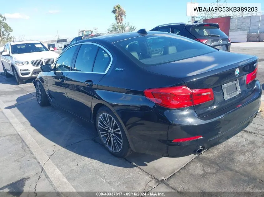 2019 BMW 530E Iperformance VIN: WBAJA9C53KB389203 Lot: 40337817