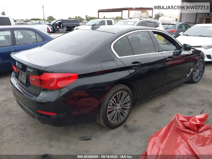 2019 BMW 530 I VIN: WBAJA5C59KWW07713 Lot: 40356909