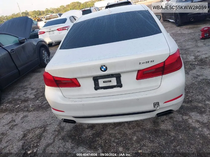 2019 BMW 540 I VIN: WBAJE5C55KWW28059 Lot: 40474936