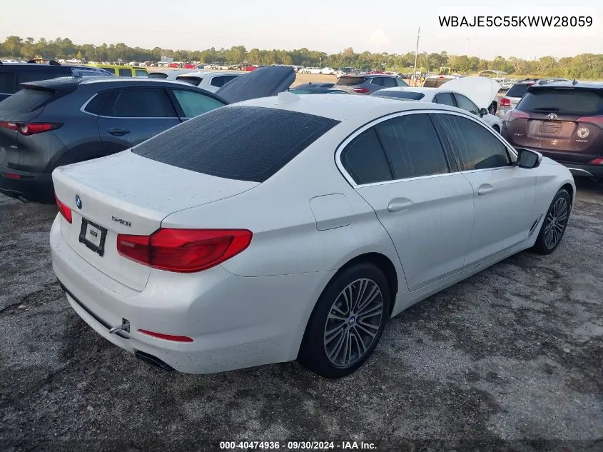 2019 BMW 540 I VIN: WBAJE5C55KWW28059 Lot: 40474936