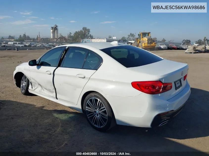 2019 BMW 540I VIN: WBAJE5C56KWA98686 Lot: 40483668