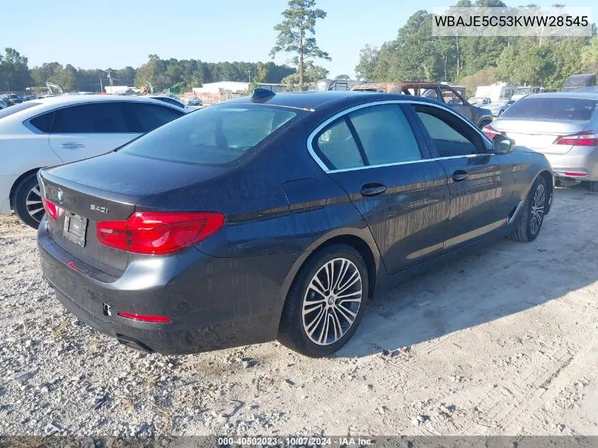 2019 BMW 540I VIN: WBAJE5C53KWW28545 Lot: 40502023