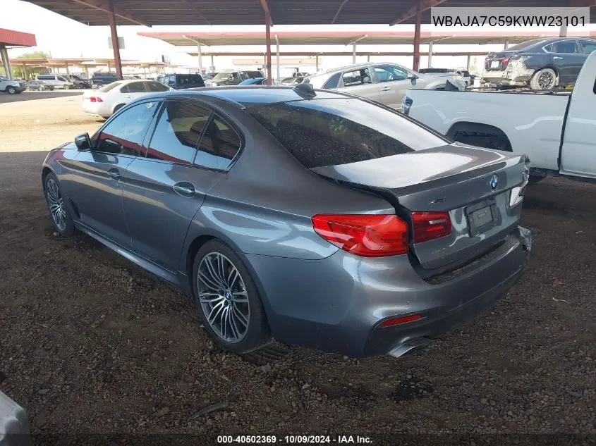 2019 BMW 530I xDrive VIN: WBAJA7C59KWW23101 Lot: 40502369