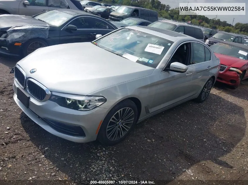 2019 BMW 530I xDrive VIN: WBAJA7C55KWW02584 Lot: 40505097