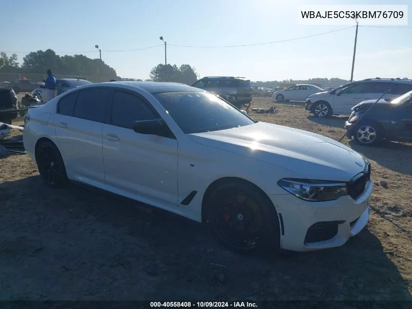 2019 BMW 540I VIN: WBAJE5C53KBM76709 Lot: 40558408