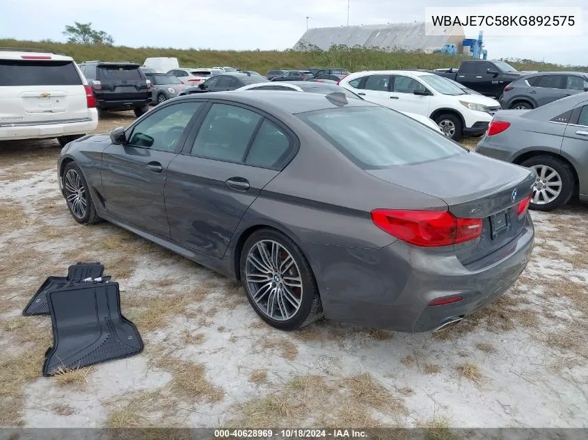 2019 BMW 540I xDrive VIN: WBAJE7C58KG892575 Lot: 40628969