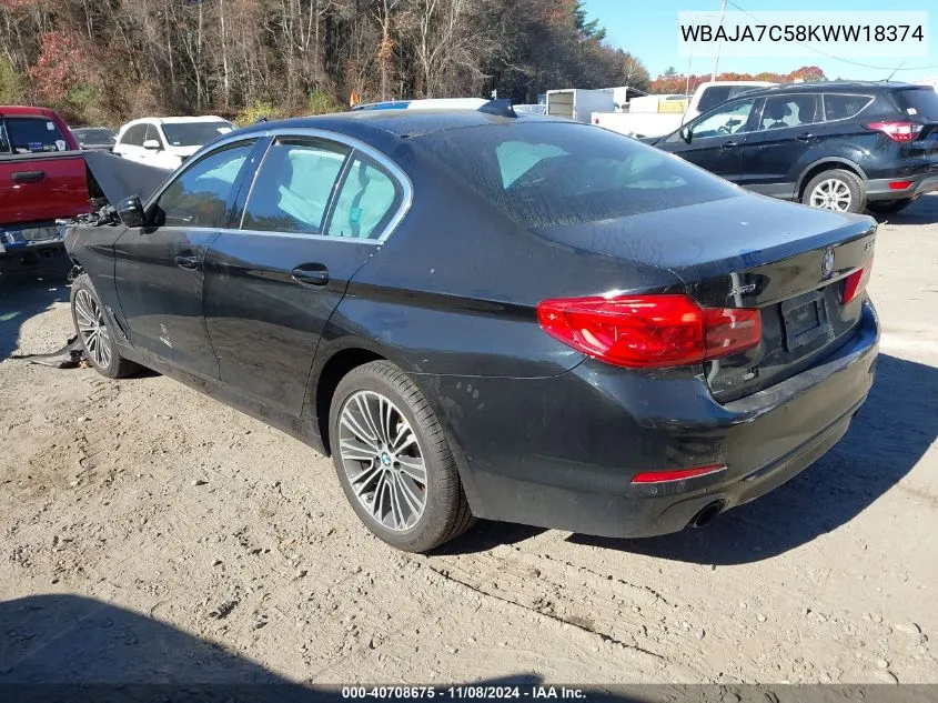 2019 BMW 530I xDrive VIN: WBAJA7C58KWW18374 Lot: 40708675