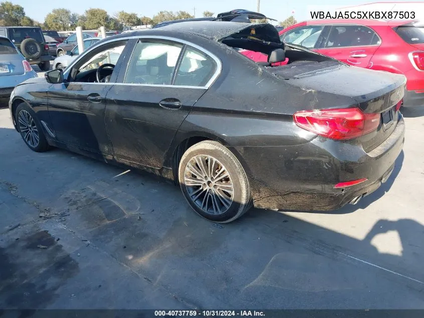 2019 BMW 530I VIN: WBAJA5C5XKBX87503 Lot: 40737759