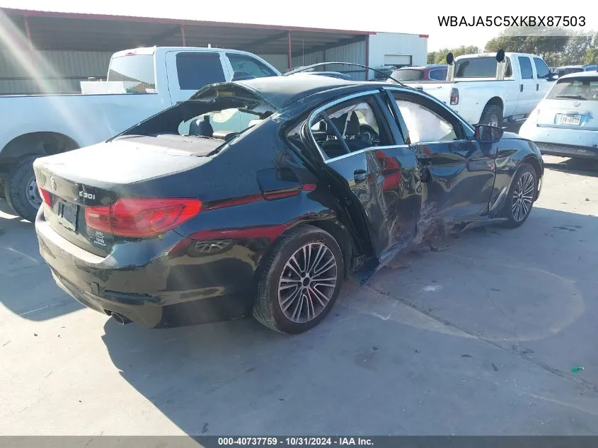 2019 BMW 530I VIN: WBAJA5C5XKBX87503 Lot: 40737759