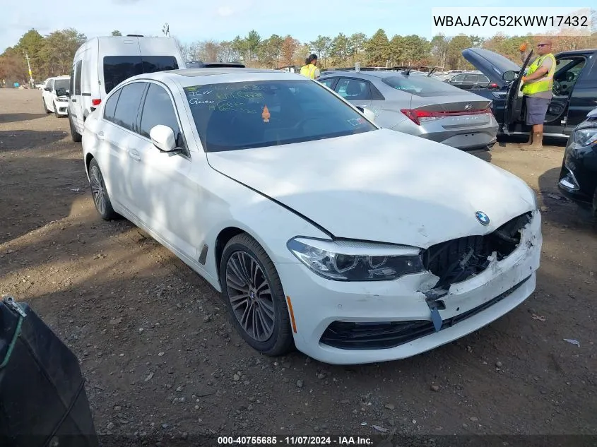 2019 BMW 530I xDrive VIN: WBAJA7C52KWW17432 Lot: 40755685