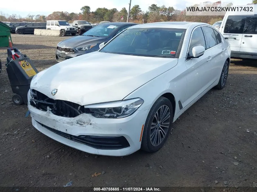 2019 BMW 530I xDrive VIN: WBAJA7C52KWW17432 Lot: 40755685