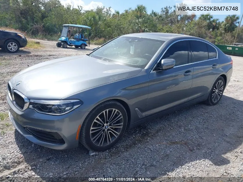 2019 BMW 540I VIN: WBAJE5C52KBM76748 Lot: 40764320