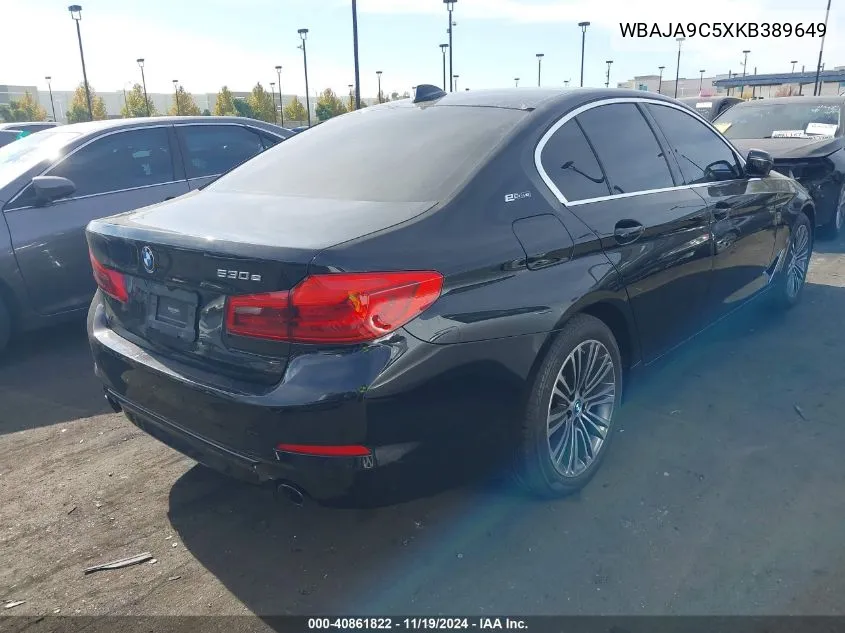 2019 BMW 530E Iperformance VIN: WBAJA9C5XKB389649 Lot: 40861822