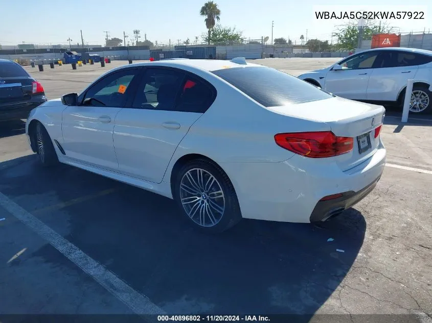 2019 BMW 530I VIN: WBAJA5C52KWA57922 Lot: 40896802