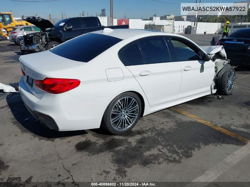 2019 BMW 530I VIN: WBAJA5C52KWA57922 Lot: 40896802