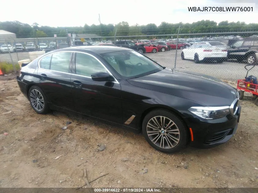 2020 BMW 530I xDrive VIN: WBAJR7C08LWW76001 Lot: 39916622