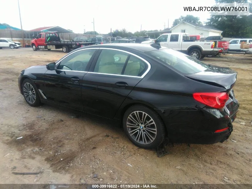 2020 BMW 530I xDrive VIN: WBAJR7C08LWW76001 Lot: 39916622