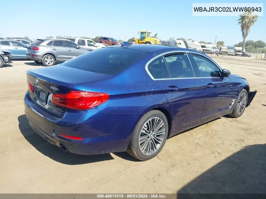 2020 BMW 530I VIN: WBAJR3C02LWW80943 Lot: 40013319