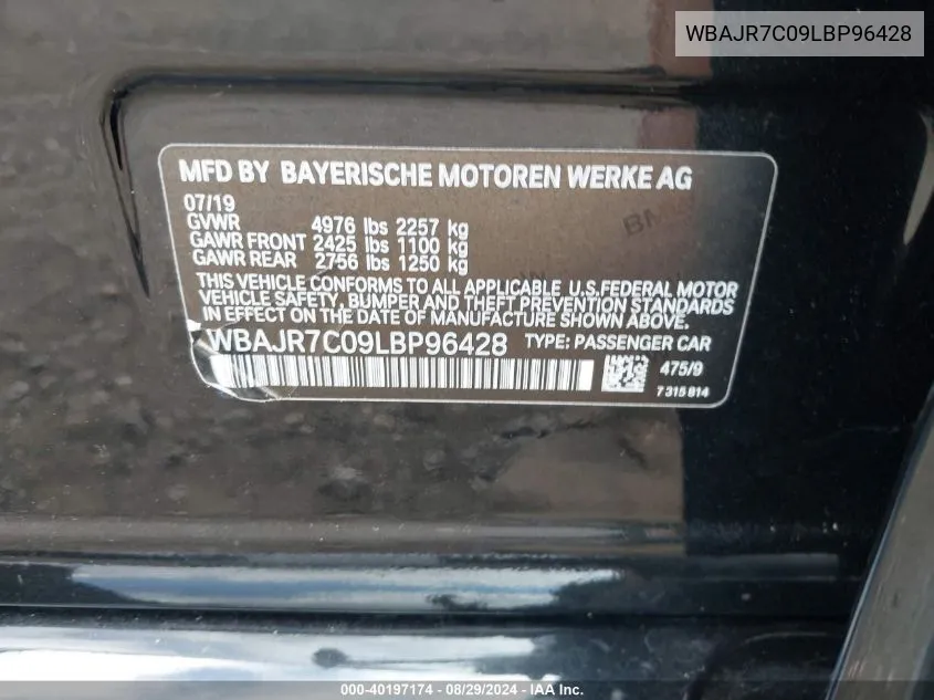 WBAJR7C09LBP96428 2020 BMW 530I xDrive