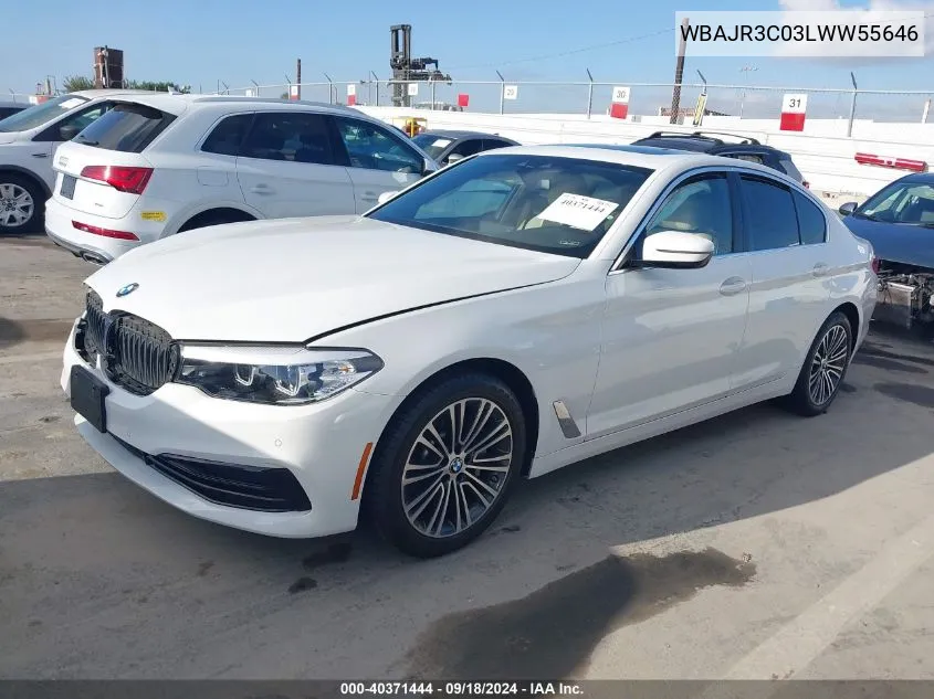 2020 BMW 530 I VIN: WBAJR3C03LWW55646 Lot: 40371444