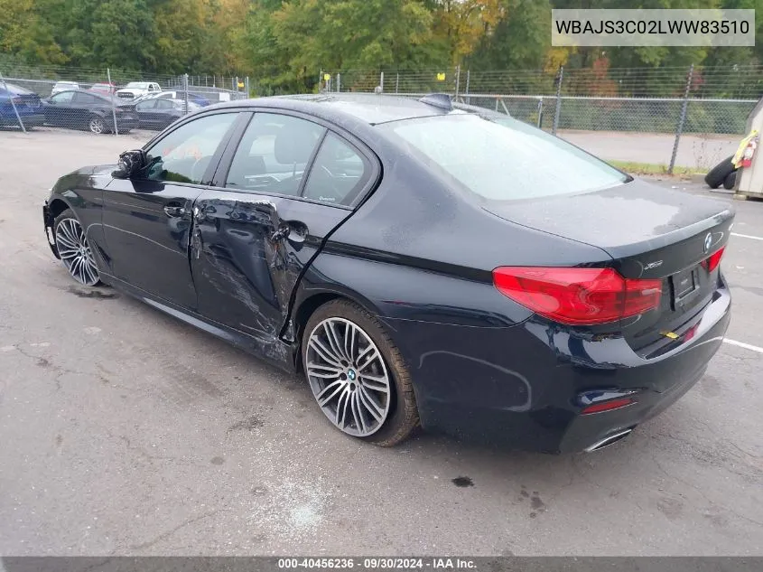 2020 BMW 540I xDrive VIN: WBAJS3C02LWW83510 Lot: 40456236