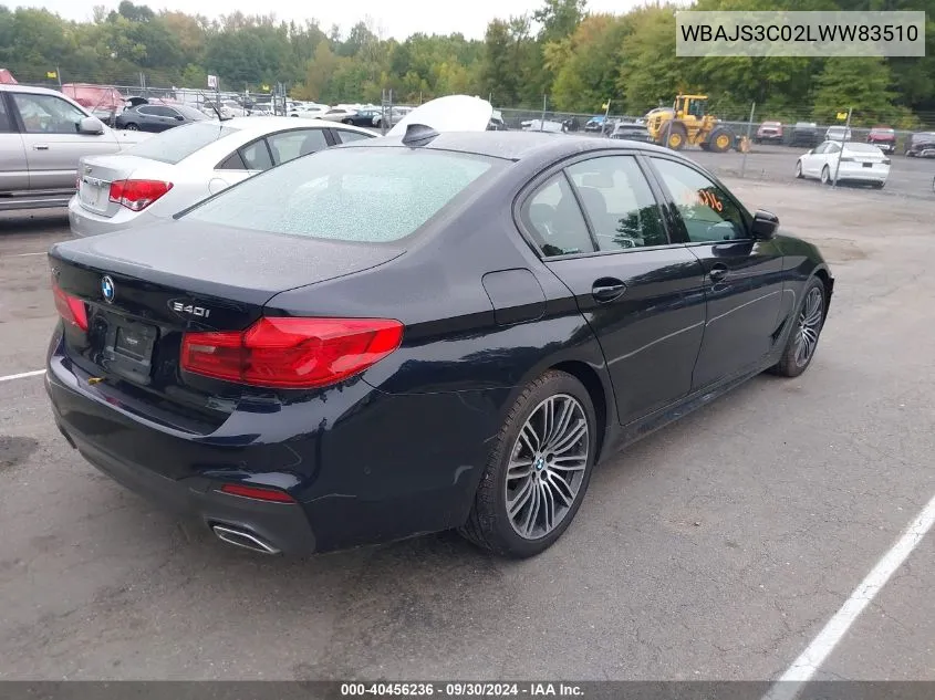 2020 BMW 540I xDrive VIN: WBAJS3C02LWW83510 Lot: 40456236