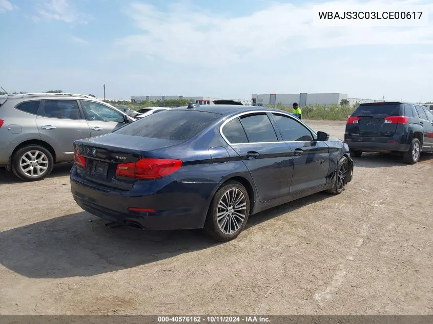 2020 BMW 540I xDrive VIN: WBAJS3C03LCE00617 Lot: 40576182