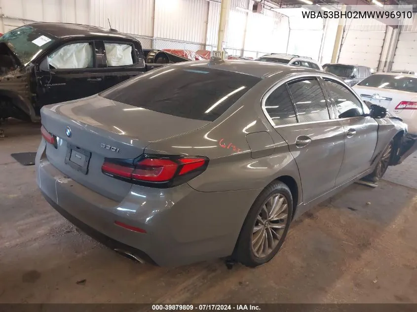 2021 BMW 530I VIN: WBA53BH02MWW96910 Lot: 39879809