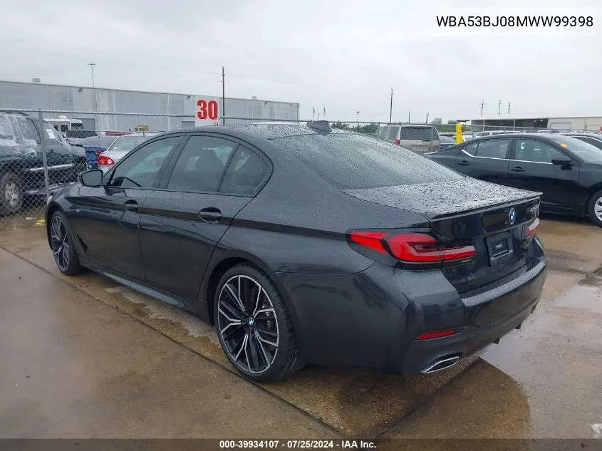 2021 BMW 540I VIN: WBA53BJ08MWW99398 Lot: 39934107