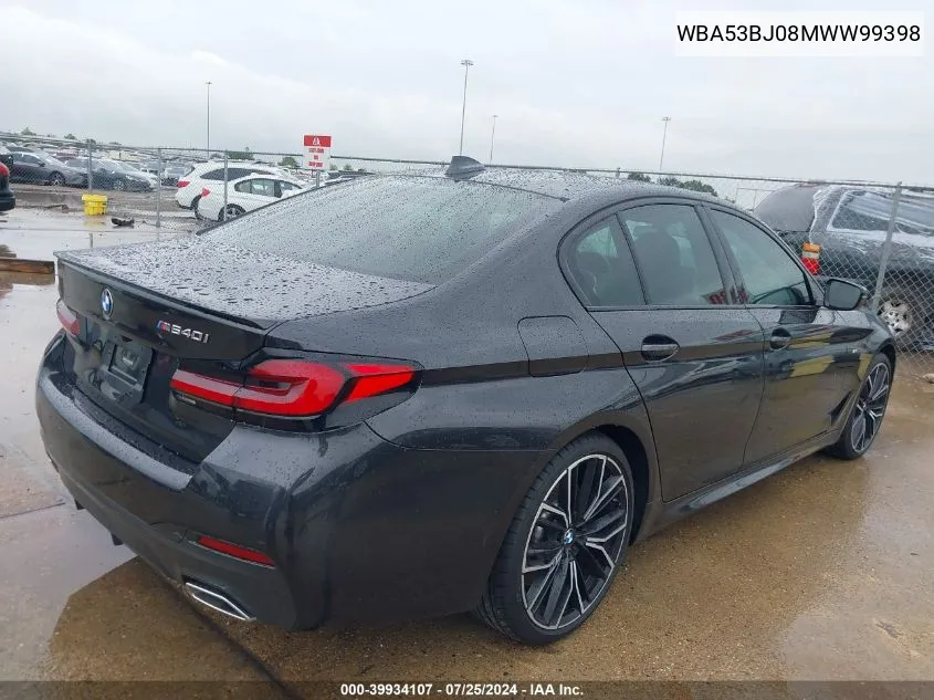 2021 BMW 540I VIN: WBA53BJ08MWW99398 Lot: 39934107