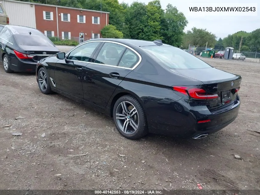 2021 BMW 530I xDrive VIN: WBA13BJ0XMWX02543 Lot: 40142553