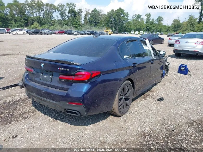 2021 BMW M550I xDrive VIN: WBA13BK06MCH10853 Lot: 40178443