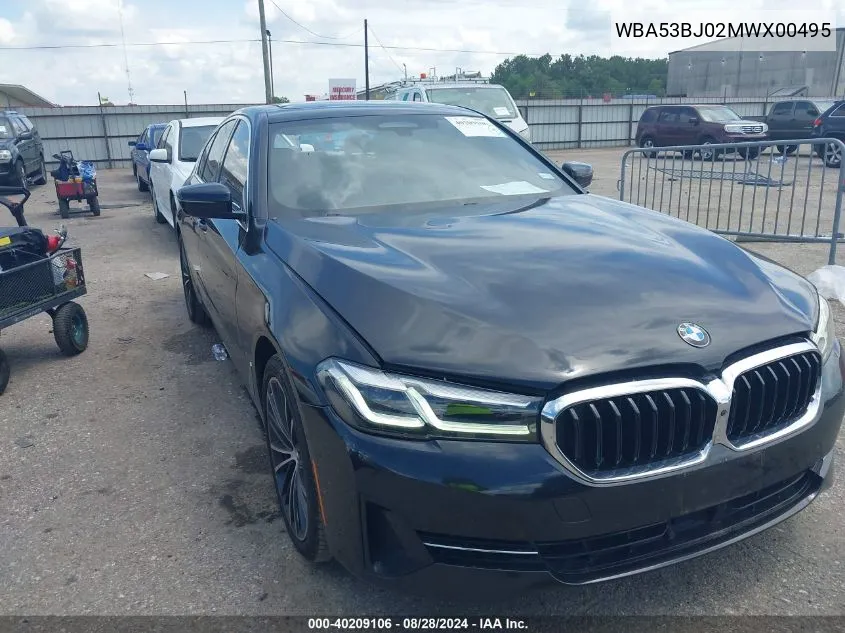 2021 BMW 540I VIN: WBA53BJ02MWX00495 Lot: 40209106