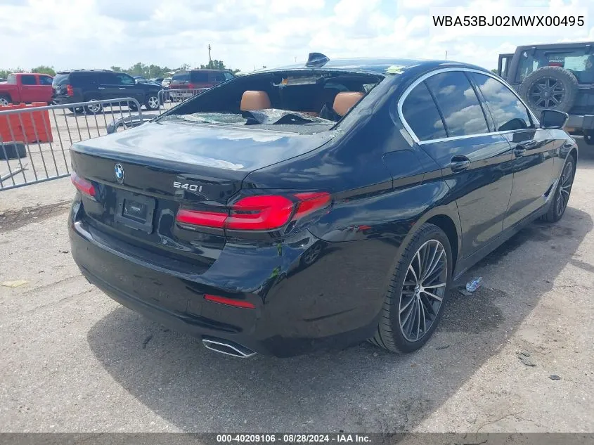 2021 BMW 540I VIN: WBA53BJ02MWX00495 Lot: 40209106