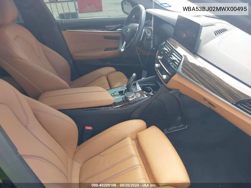 2021 BMW 540I VIN: WBA53BJ02MWX00495 Lot: 40209106