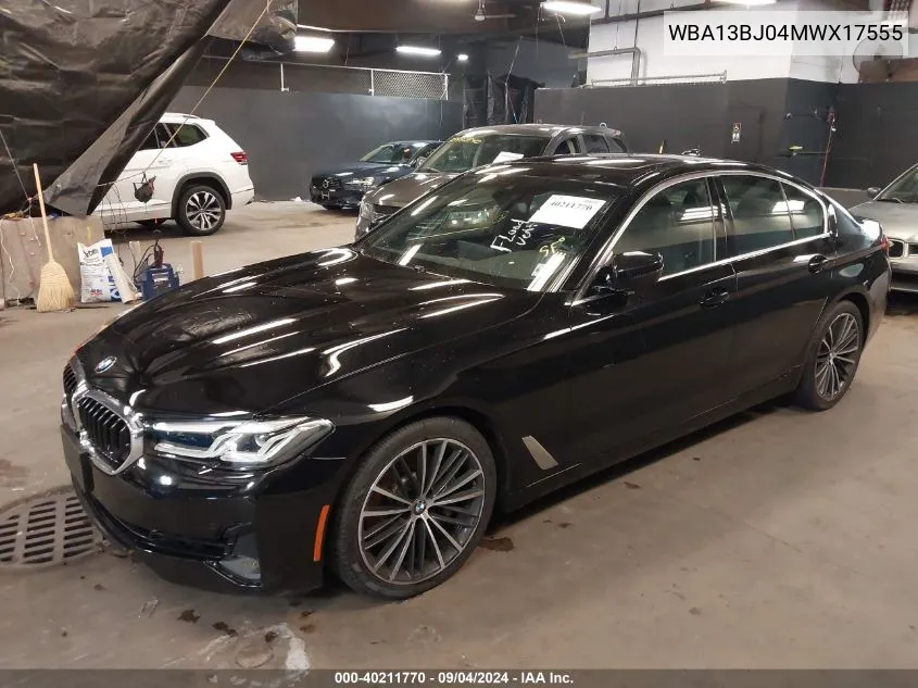 2021 BMW 530I xDrive VIN: WBA13BJ04MWX17555 Lot: 40211770