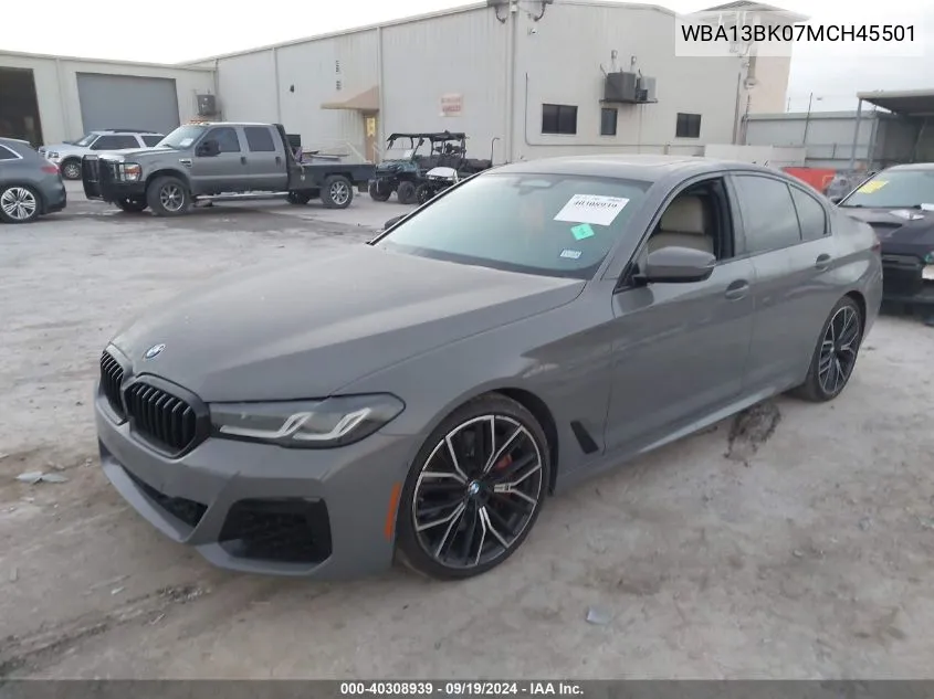 2021 BMW M550I xDrive VIN: WBA13BK07MCH45501 Lot: 40308939