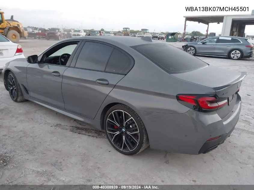 2021 BMW M550I xDrive VIN: WBA13BK07MCH45501 Lot: 40308939