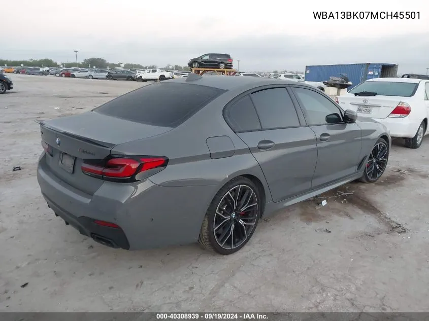 2021 BMW M550I xDrive VIN: WBA13BK07MCH45501 Lot: 40308939