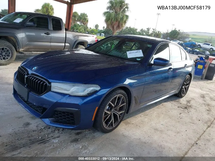 2021 BMW 530I Xi VIN: WBA13BJ00MCF58179 Lot: 40333012