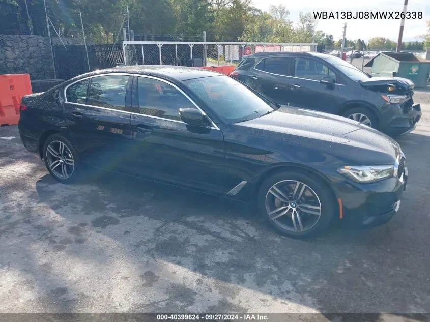 2021 BMW 530I xDrive VIN: WBA13BJ08MWX26338 Lot: 40399624